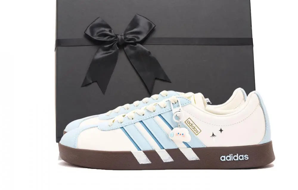 Adidas Vl Court Classic Coverage Abrasion Resistant Low top Skateboard Shoes Unisex Blue White