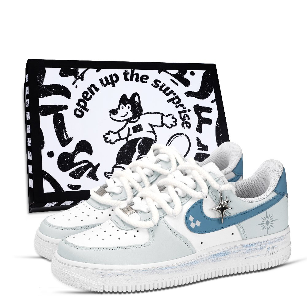 Nike Air Force 1 Starlight Radiance Low Top Skateboard Shoes Unisex Blue White