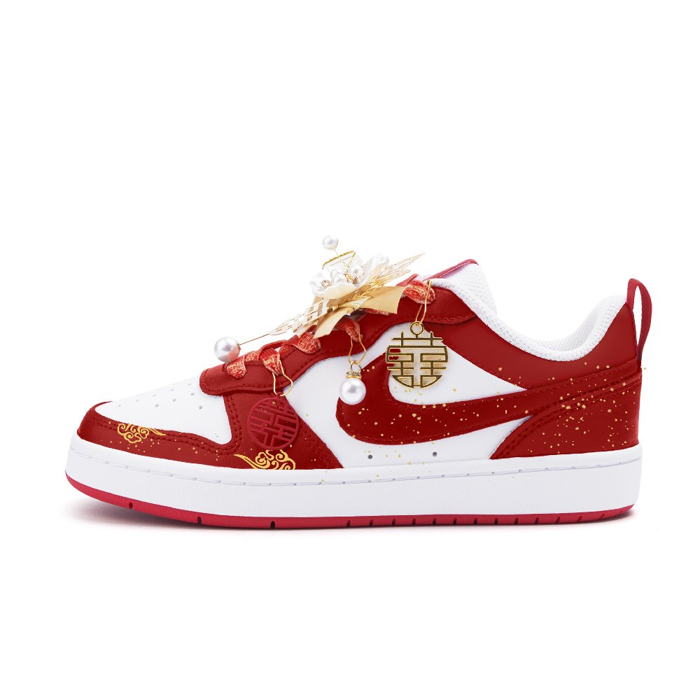 Nike Court Borough 2 Abrasion Resistant Low top Skateboard Shoes Women's Red