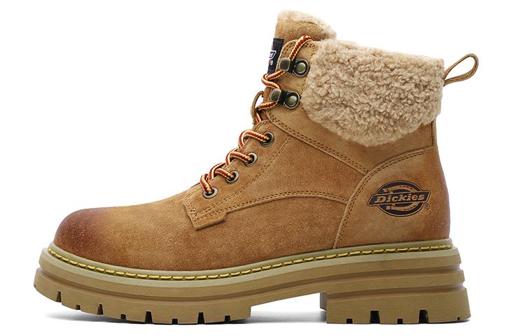 Dickies Warm Slip-Resistant Short Outdoor Boots Women's Brown Fleece-Lined