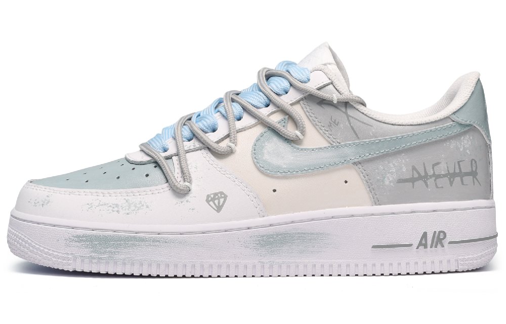 Nike Air Force 1 Low-Top Skateboard Shoes Men's Blue White Gray