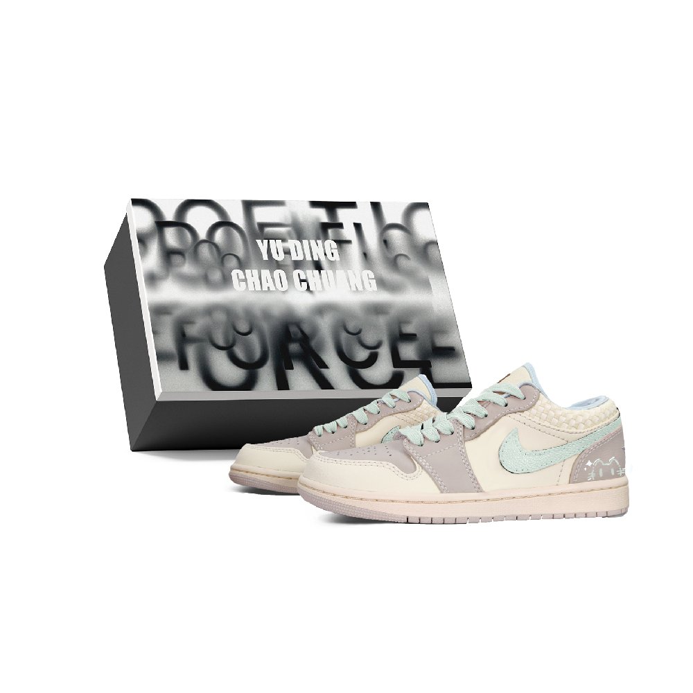 Jordan Air Jordan 1 YDCC Summer Breeze Box Abrasion Resistant Low Top Vintage Basketball Shoes Unisex Cream Green