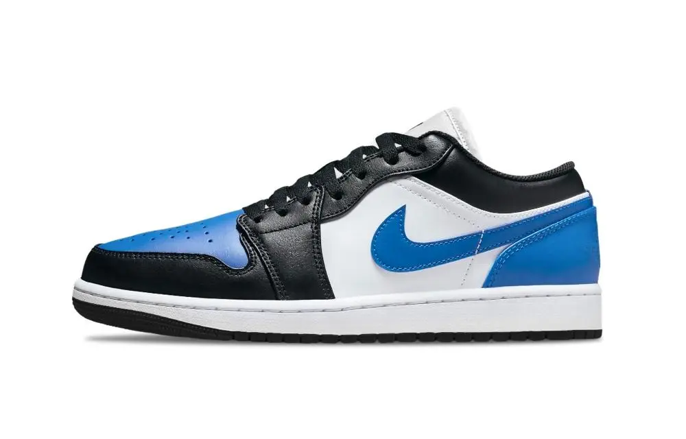 Jordan Air Jordan 1 Toe Abrasion Resistant Low top Vintage Basketball Shoes Unisex Blue Black