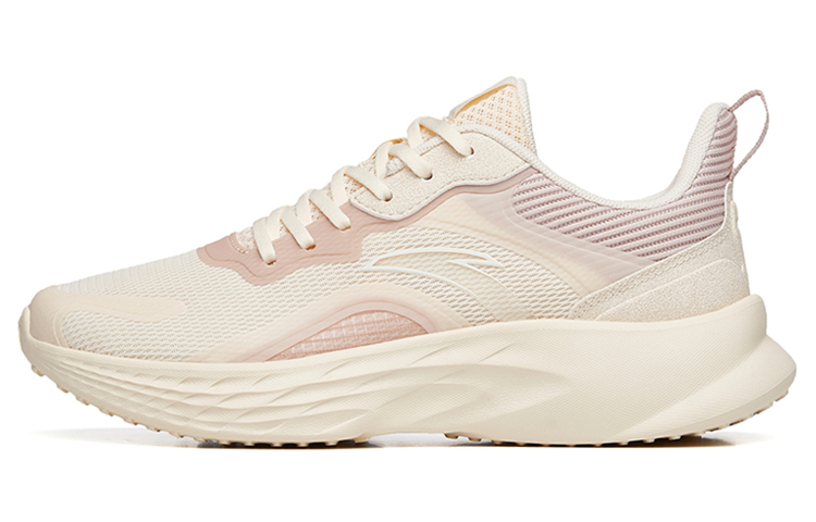 Anta Cushioned Slip-Resistant Abrasion-Resistant Breathable Low-Top Running Shoes Women's Beige Pink