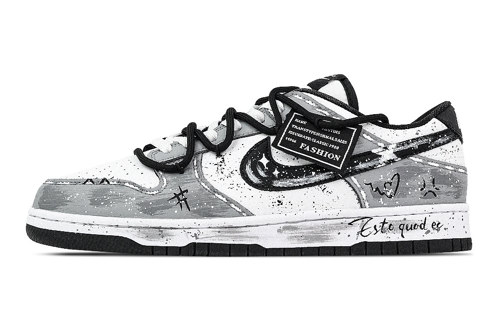 Nike Dunk Freedom Street Abrasion Resistant Low Top Skateboard Shoes Unisex Gray White