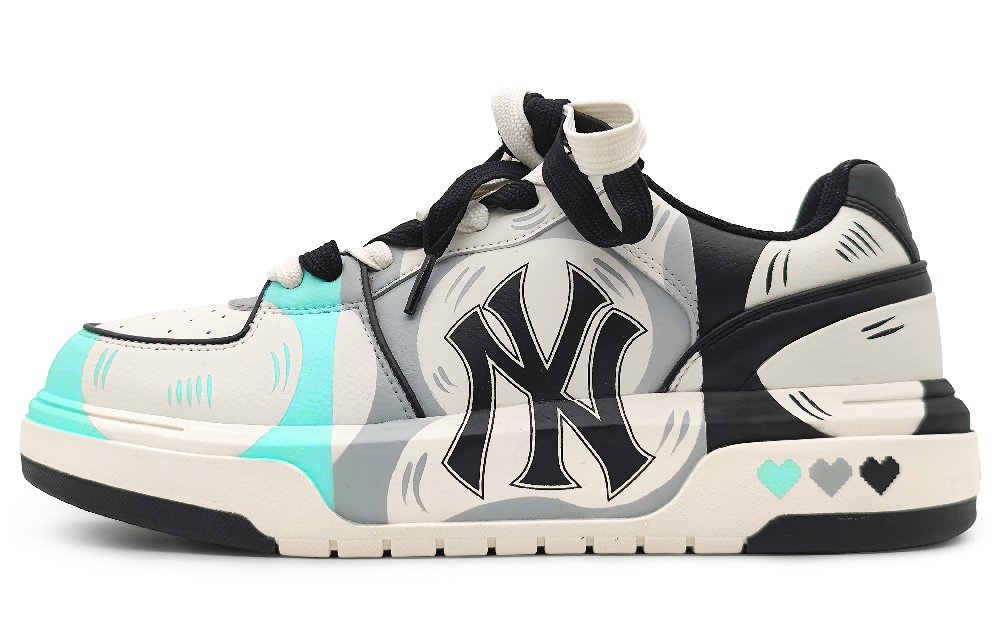 MLB Chunky Liner Anti-Slip And Wear-Resistant Height Increasing Low-Top Skateboard Shoes Unisex Green Gray Black