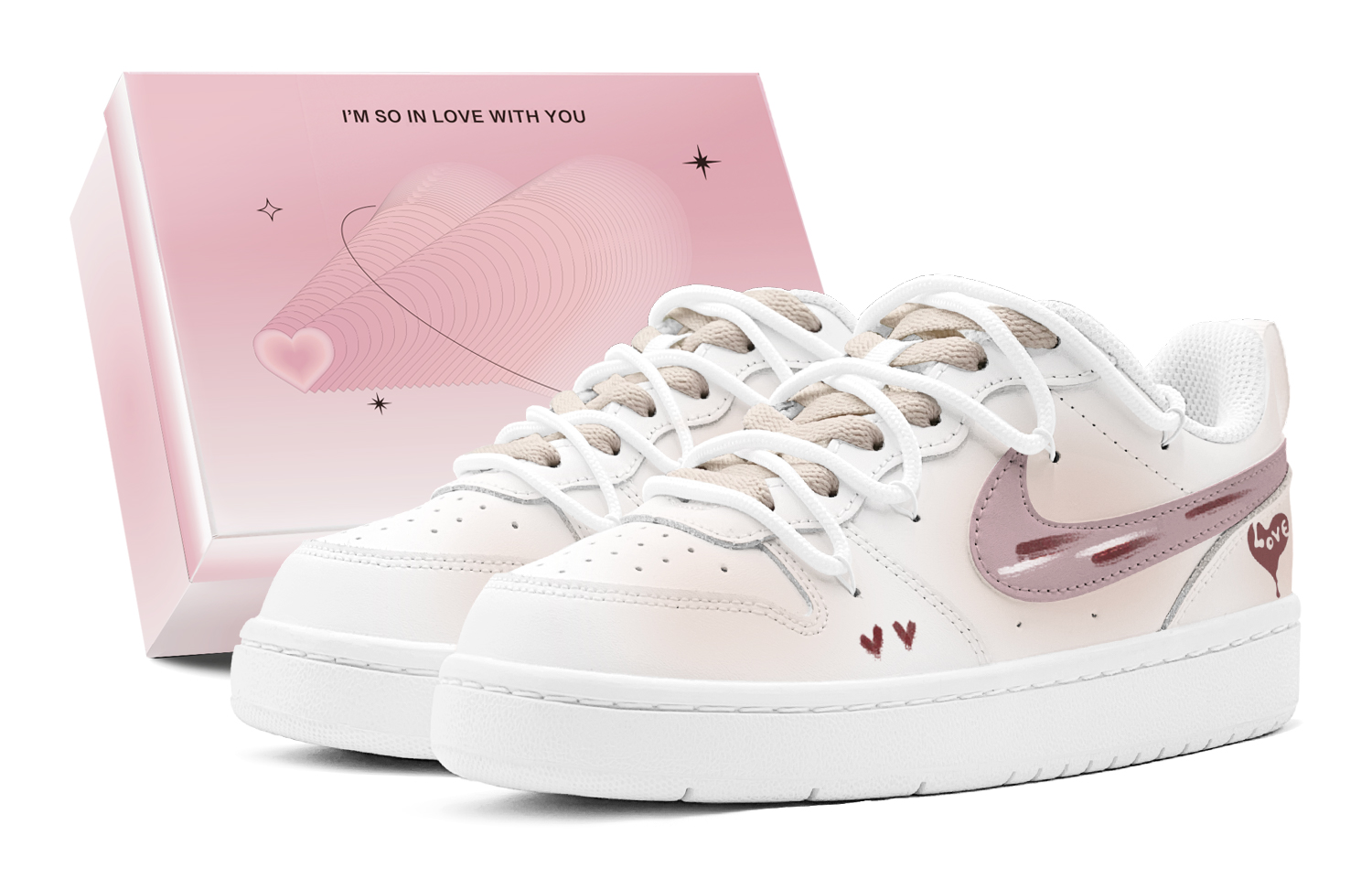 Nike Court Borough GS Couple's, Peach Love Low top Skateboard Shoes Women's Dusty Pink