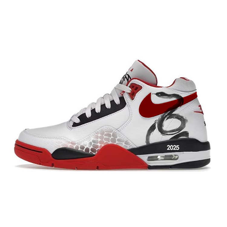 Nike Flight Legacy Anti-Slip Wear-Resistant High-Top Vintage Basketball Shoes Unisex Red White