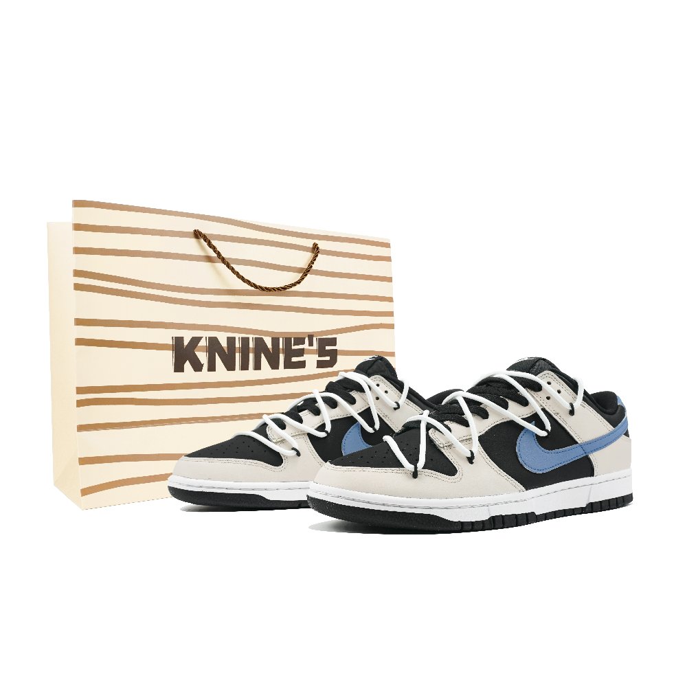 Nike Dunk Low Slip-Resistant Cushioning Abrasion-Resistant Low-Top Skateboard Shoes GS Beige Blue Black