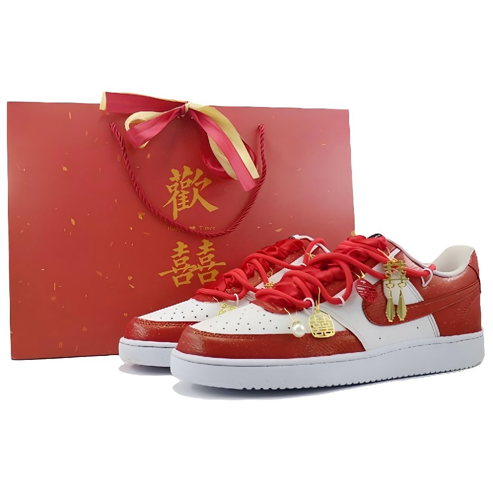 Nike Court Vision 1 Anti-Slip Wear-Resistant Low-Top Skateboard Shoes Men's Red