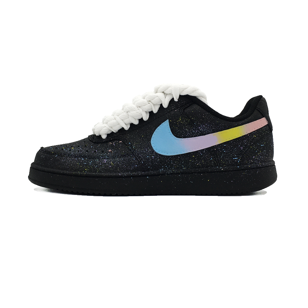 Nike Court Vision Low Hemp Twist Lightweight Height Increasing Low Top Skateboard Shoes Unisex Black White