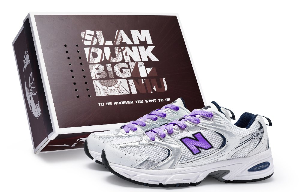 New Balance NB 530 Slip-Resistant Breathable Low-Top Casual Running Shoes Unisex White Silver Purple