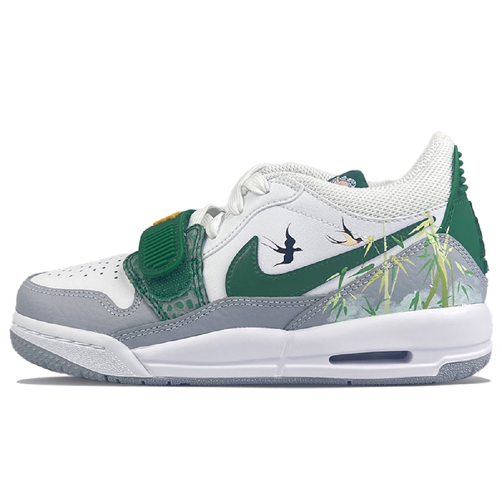 Jordan Legacy 312 Air Jordan Low Cushioning Wear-Resistant Low-Top Vintage Basketball Shoes Women's White Green
