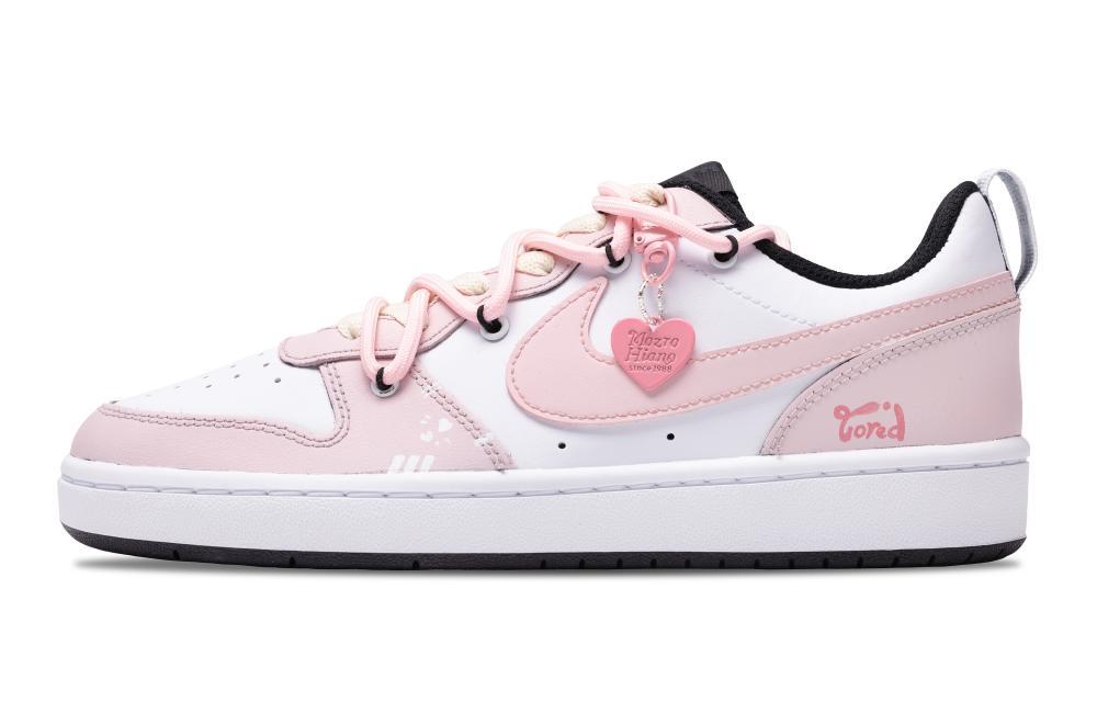 Nike Court Borough Low 2 Pink Ink Street Anti-Slip Wear-Resistant Low-Top Skateboard Shoes GS White Pink