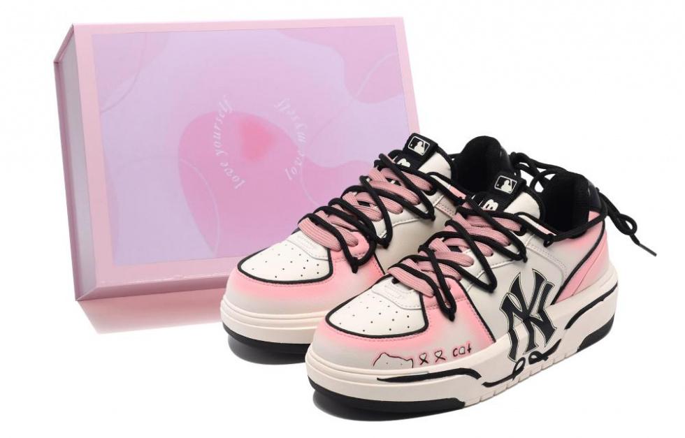 MLB Chunky Liner Wear-Resistant Height Increasing Low-Top Skateboard Shoes Unisex Pink