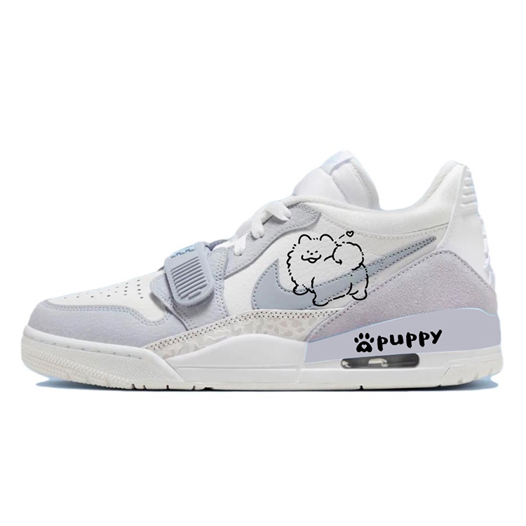 Jordan Legacy 312 Anti-Slip And Wear-Resistant Breathable Low-Top Vintage Basketball Shoes Men's White Gray