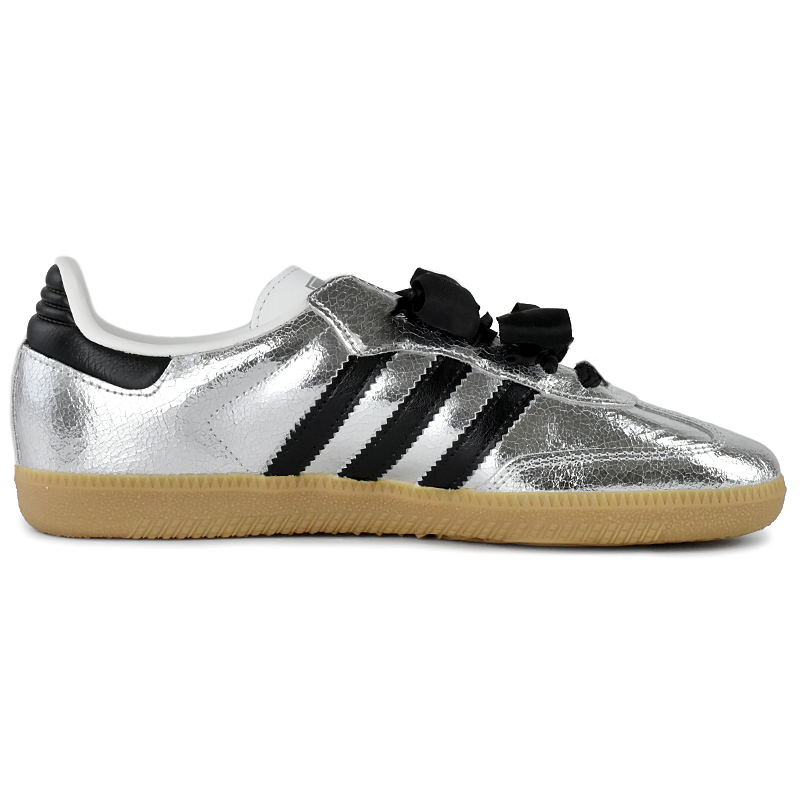 Adidas Originals SAMBA OG Silver Flower Rhino Low Top Skateboard Shoes Women's Black Silver