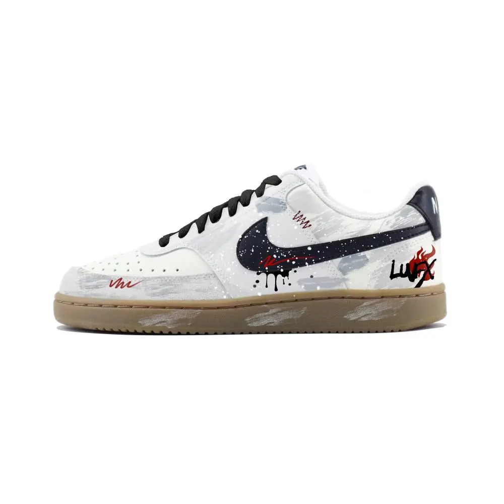 Nike Court Vision Low Created By Chuangyi Abrasion Resistant Low top Skateboard Shoes Unisex White Red
