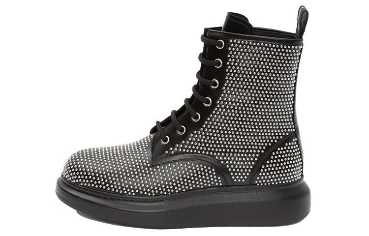 Alexander McQueen Hybrid Lace Up Boot 'Black Silver' Women's