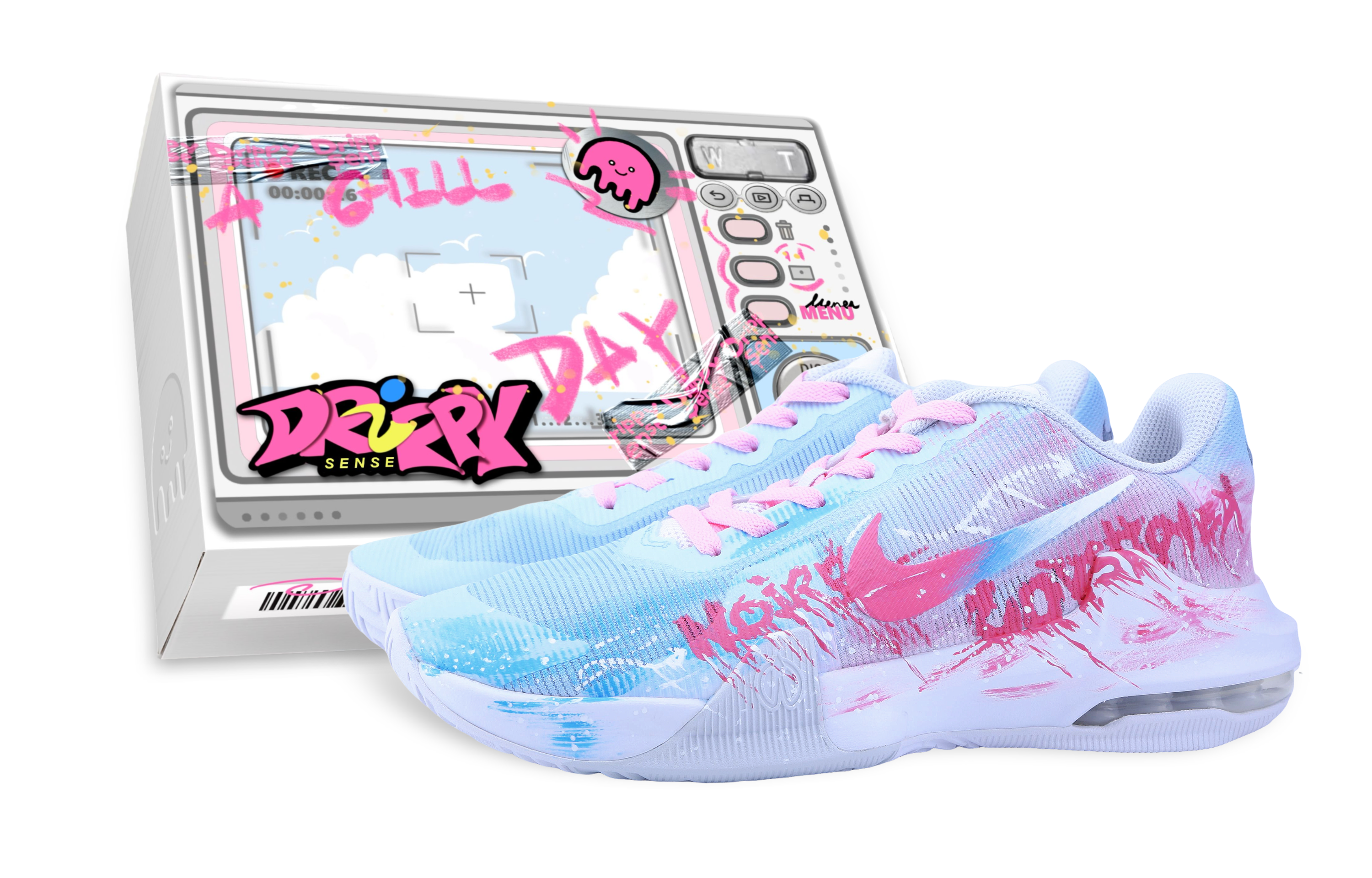 Nike Air Max Impact 4 Drippy Star Guardian Abrasion Resistant Mid top Basketball Shoes Men's Blue Pink