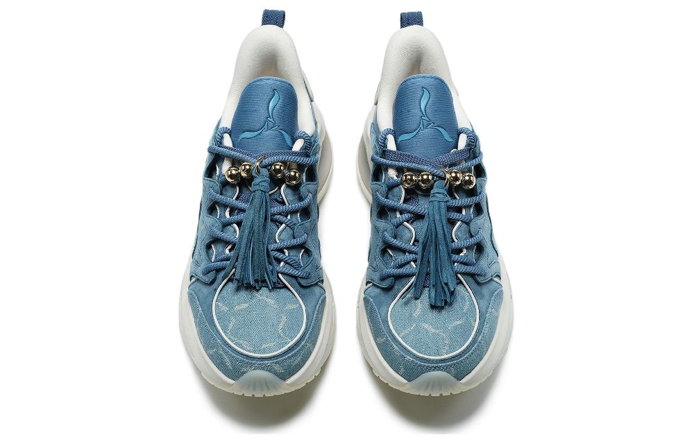 LI-NING 1990 Heart Dance Chunky Sneakers Women's Low-Top Love Sea Blue
