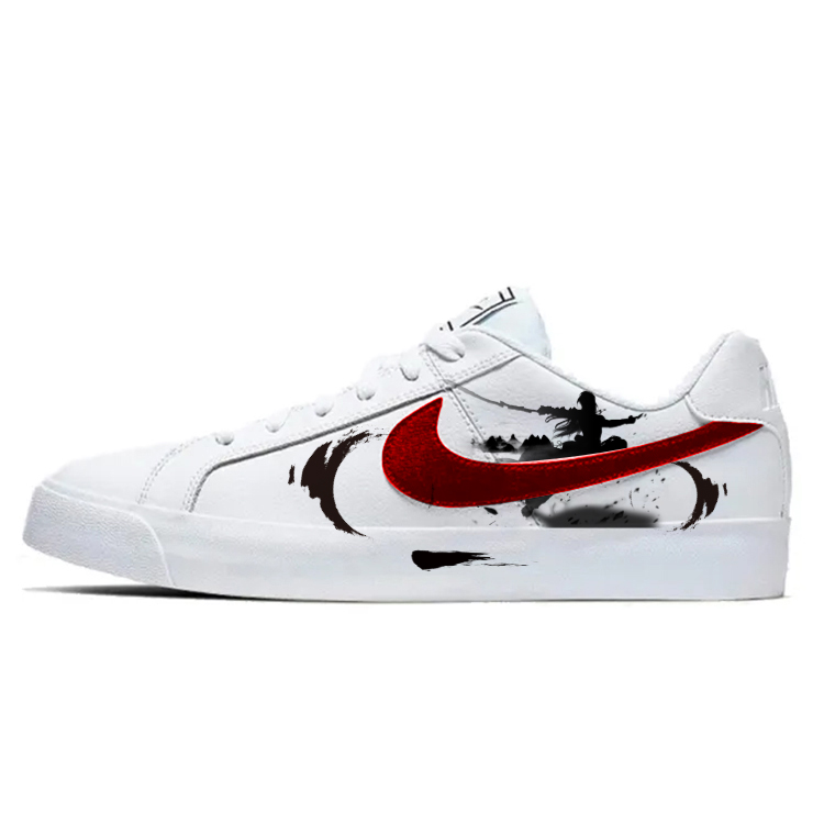 Nike Court Royale Non-slip Lightweight Low-Top Skateboard Shoes Unisex White Red