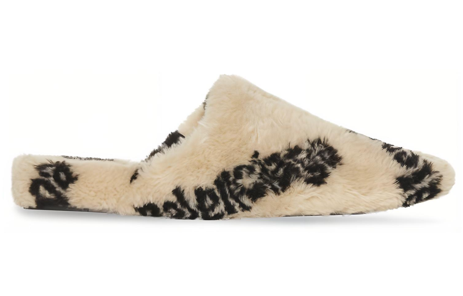Balenciaga All Over Logo Mule Biege Teddy