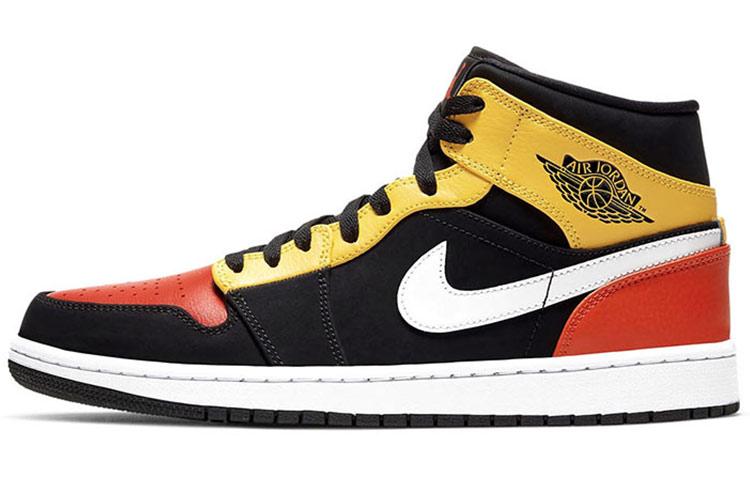 Jordan 1 Mid Black Amarillo Orange