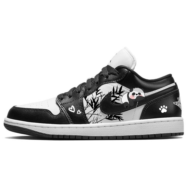 Jordan Air Jordan 1 Wear-Resistant Slip-Resistant Low-Top Vintage Basketball Shoes Women's Black White
