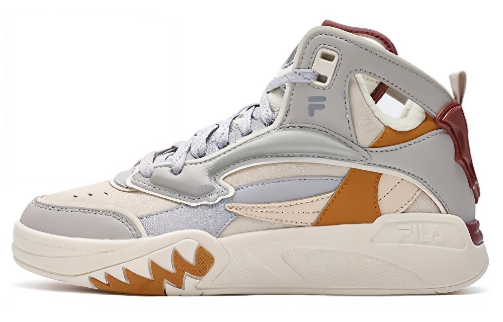 FILA Cushioning Warm High-Top Vintage Basketball Shoes Women's Beige Gray