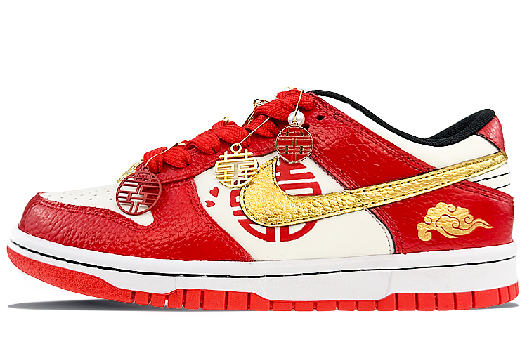 NBA x Nike Dunk Low EMB 'Chicago' Low-Top Skateboard Shoes GS Red Gold