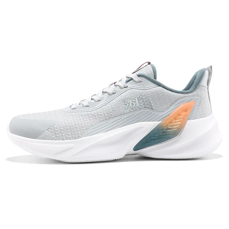 361° Cushioning Anti-Slip And Wear-Resistant Low-Top Casual Sprint Running Shoes Men's Gray White