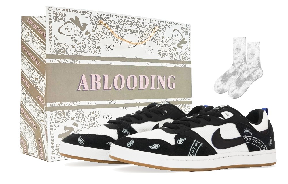 Nike SB Alleyoop PAISLEY Collection Low-Top Skateboard Shoes Men's Black White Blue