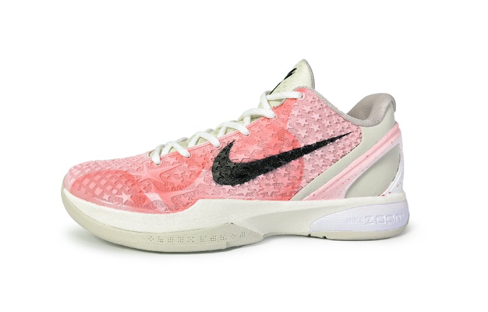 Nike Zoom Kobe 6 Honey Peach Anti-Slip Wear-Resistant Low-Top Basketball Shoes Men's White Pink