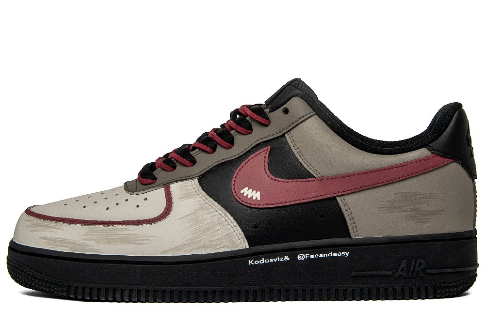 Nike Air Force 1 Blessing Wisdom Anti Slip Wear Resistant Low Top Skateboard Shoes Unisex Red Brown