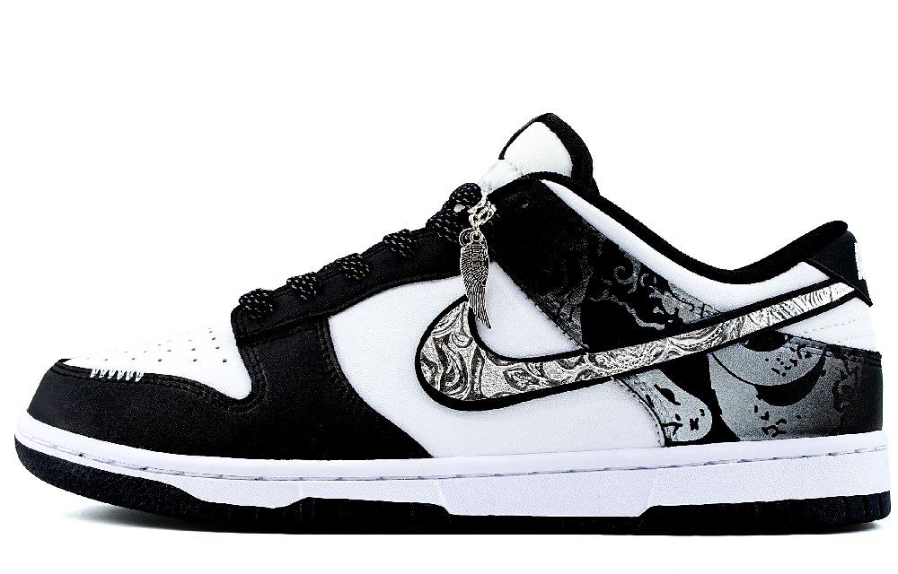 Nike Dunk Wear resistant And Lightweight Low Top Skateboard Shoes Unisex Black Silver