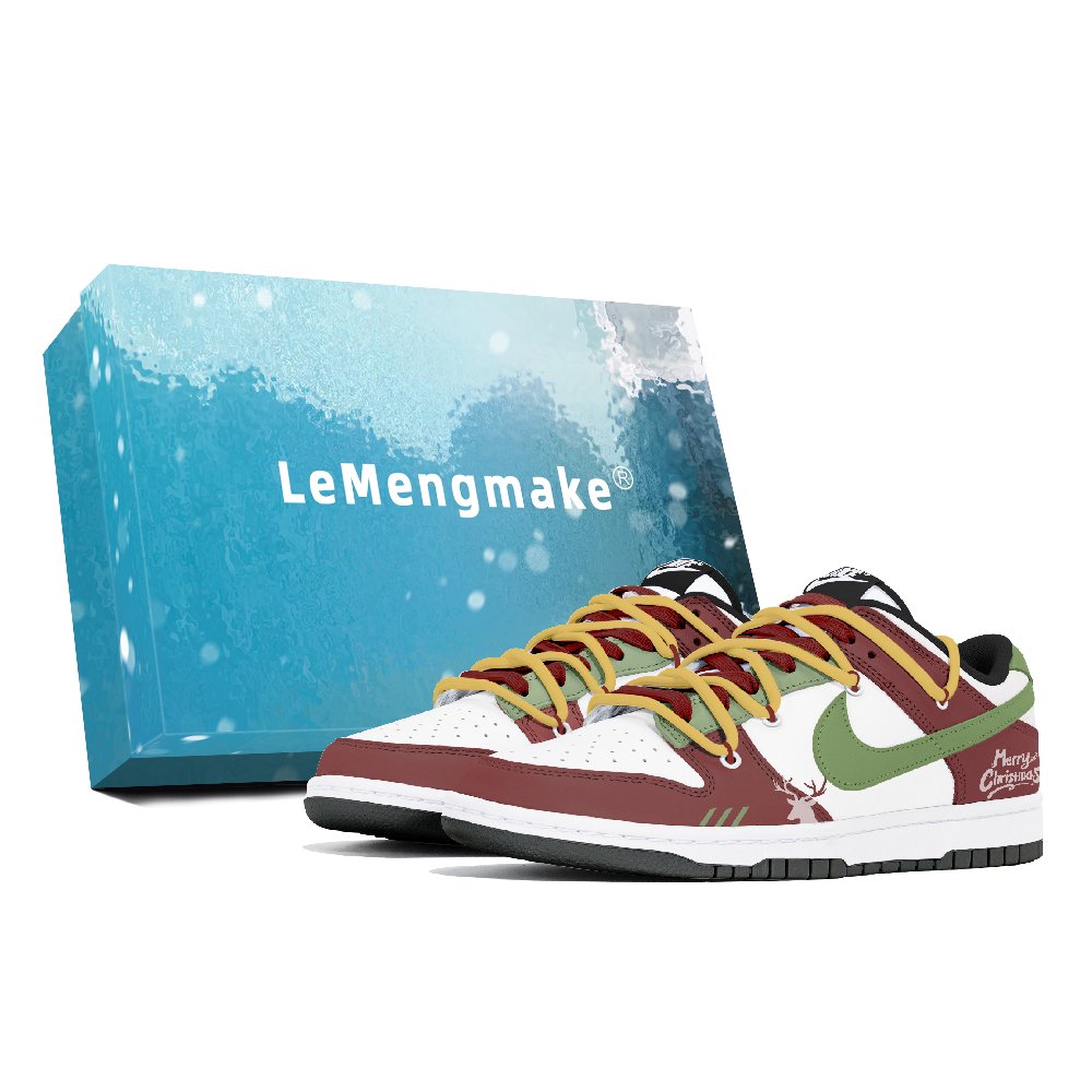 Nike Dunk Anti-Slip Wear-Resistant Low-Top Skateboard Shoes Unisex Red Green White