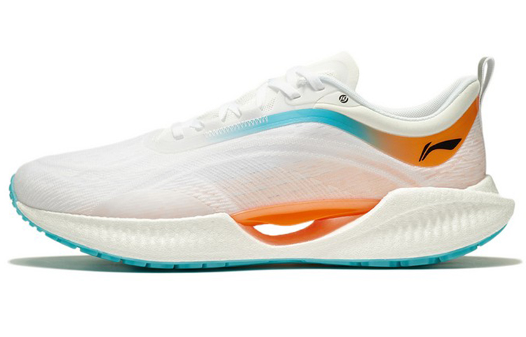 LINING Super Light 19 Running Shoes Men's Low top Standard White/Fluorescent Sweet Orange