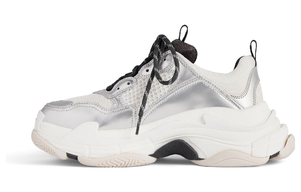 Balenciaga Triple S Sneakers 'Black White And Silver Double Foam And Mesh'