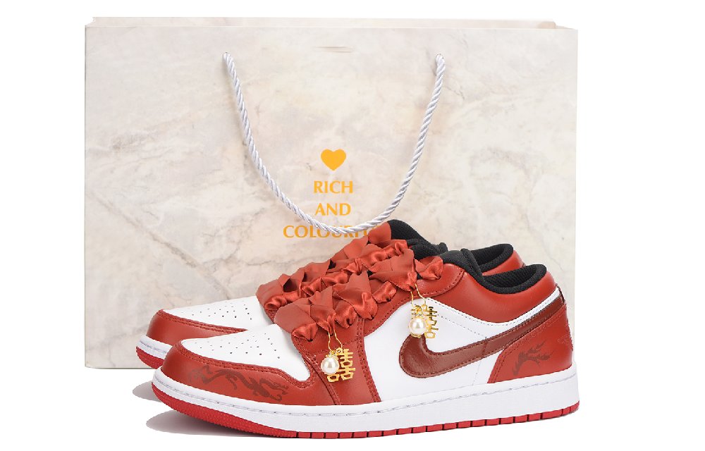 Jordan Air Jordan 1 Low-Top Vintage Basketball Shoes Men's Red White