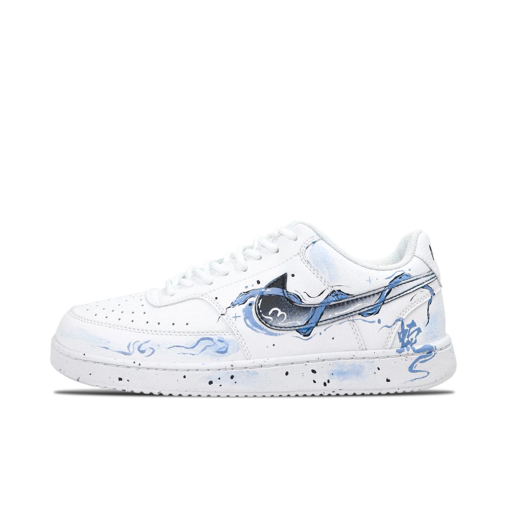 Nike Court Vision 1 Water Rhyme Blue Stripe Lightweight And Breathable Low Top Skateboard Shoes Men's White Blue
