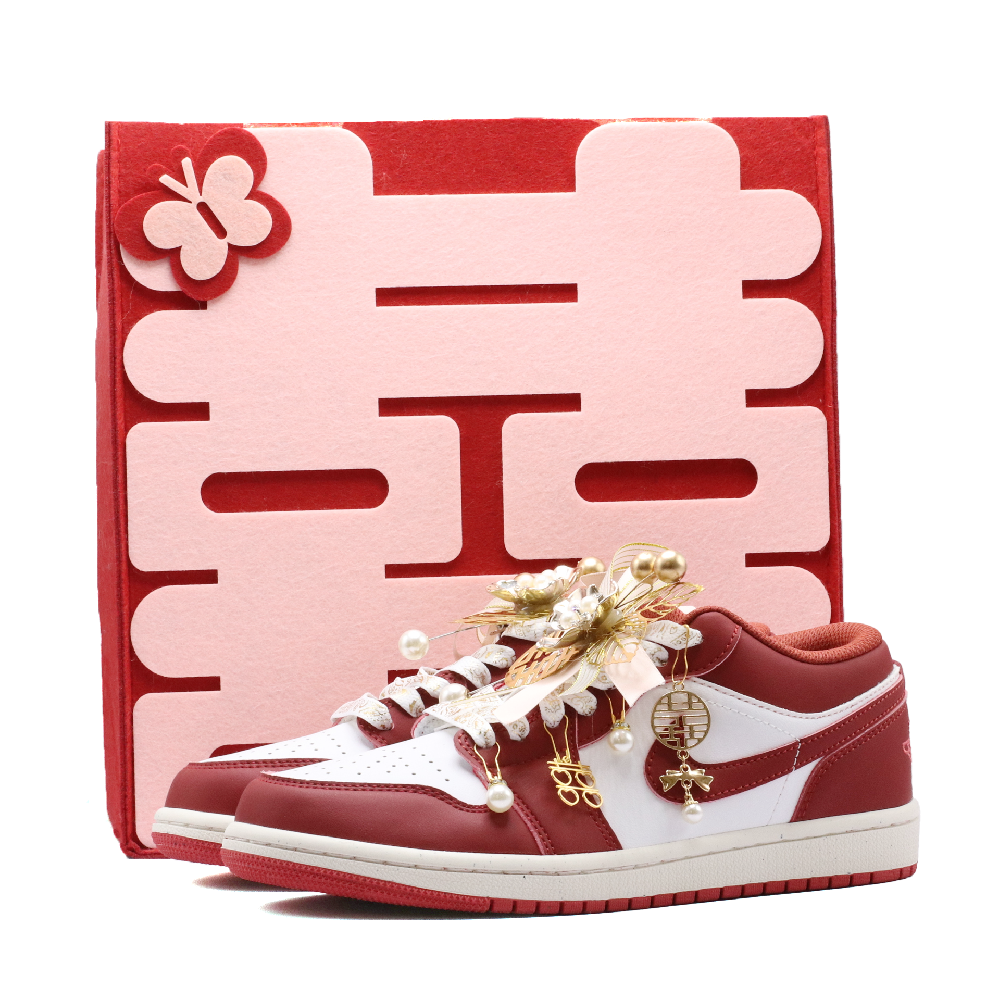 Jordan Air Jordan 1 Peninsula Love Letter Abrasion Resistant Low Top Vintage Basketball Shoes Women's Red
