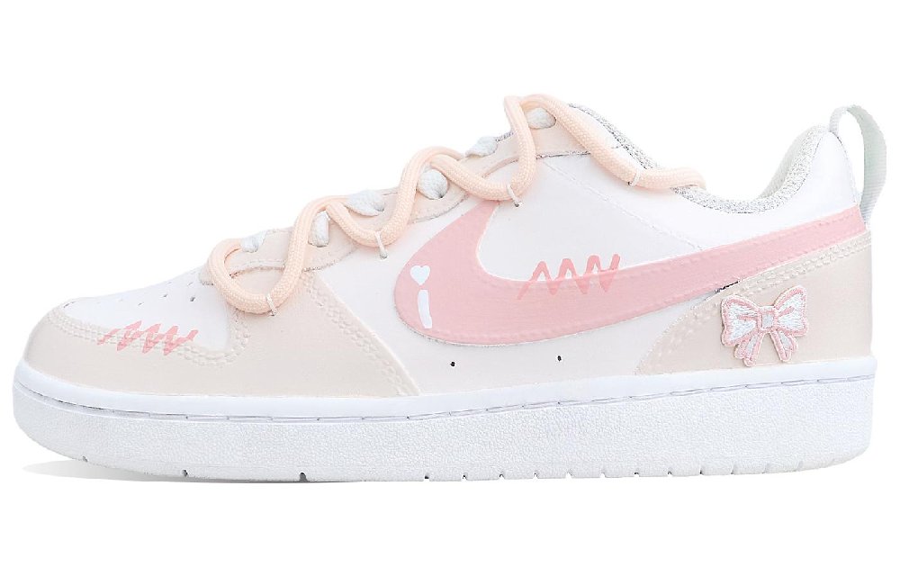 Nike Court Borough Slip-Resistant Cushioning Wear-Resistant Low-Top Skateboard Shoes Women's Pink White