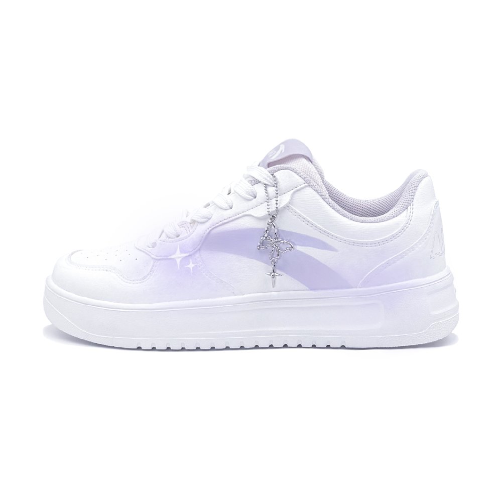 Anta Relaxed Abrasion Resistant Breathable Low Top Skateboard Shoes Unisex White Purple