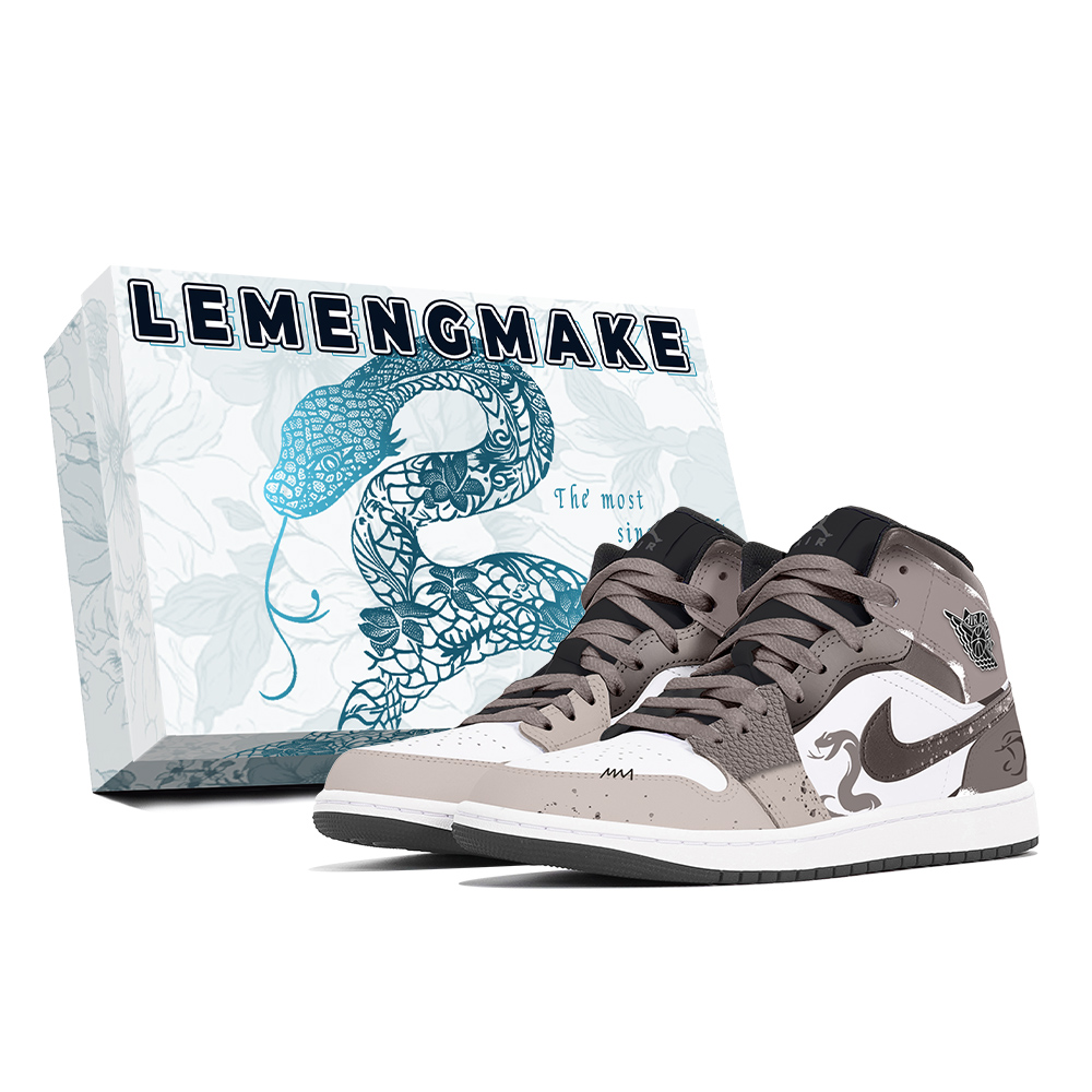 Jordan Air Jordan 1 Joy Lemon Abrasion-Resistant Slip-Resistant Mid-Top Vintage Basketball Shoes Unisex Brown
