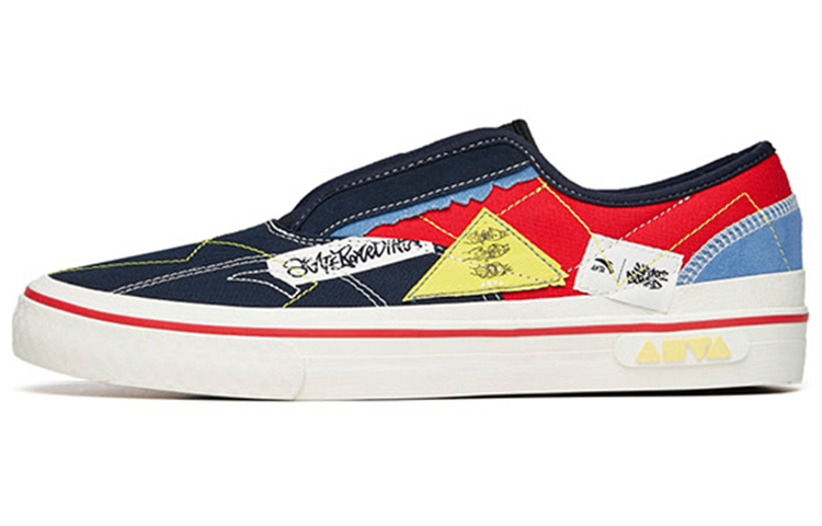 Anta Qian Xing Low-Top Skateboard Shoes Men's Blue Black Red Slip-on Version