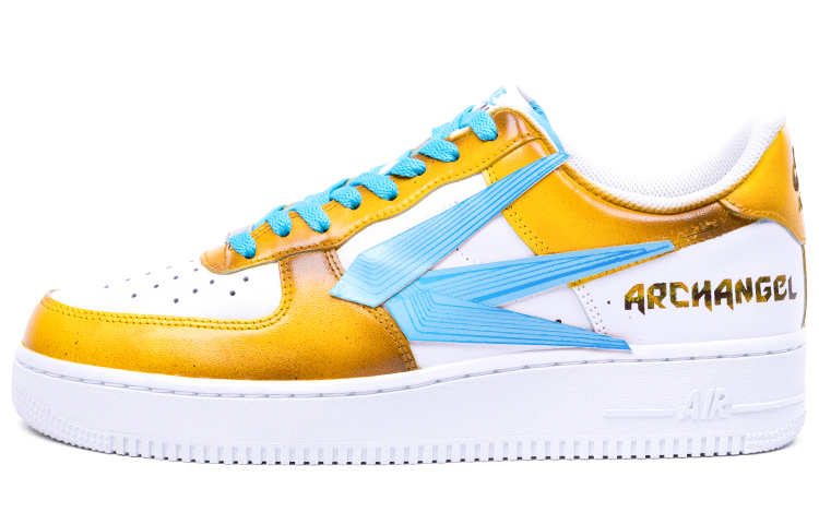 Nike Air Force 1 Low Low-Top Skateboard Shoes Men's White Blue Yellow