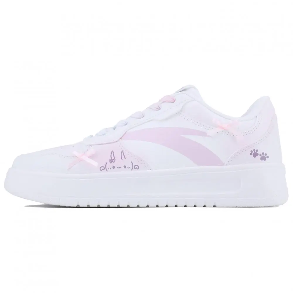 Anta Relaxed Wear resistant And Lightweight Low top Skateboard Shoes Women's White Pink