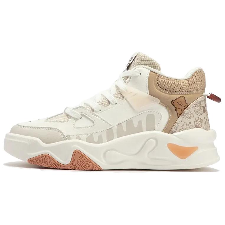 361° Jincheng 3 Wear-Resistant High-Top Skateboard Shoes Women's White Brown