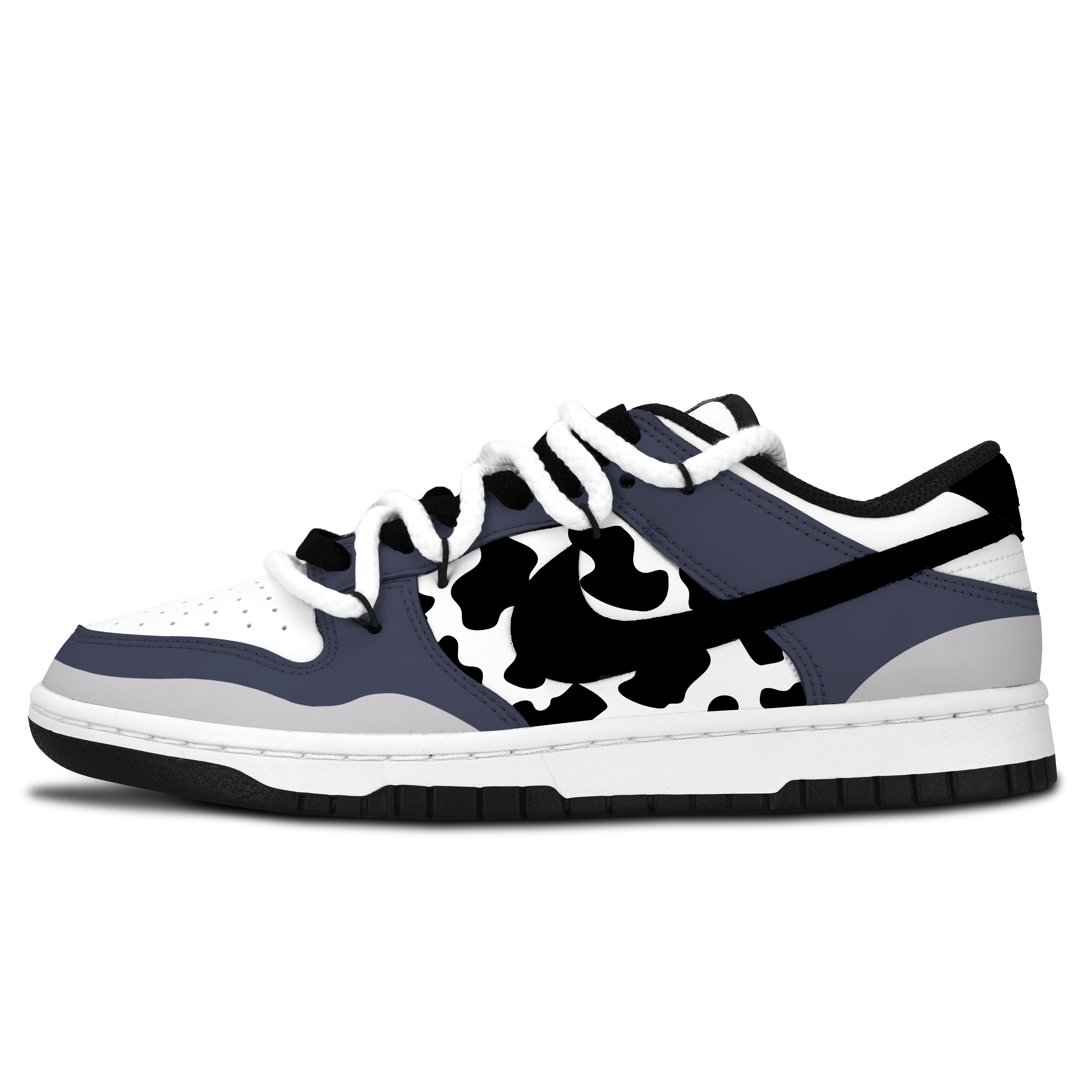 Nike Dunk Black White, Gray Blue Spot Fun Abrasion Resistant Low top Skateboard Shoes Unisex Blue Gray